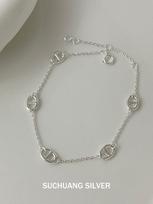 Su Chuang S925 Sterling Silver Pig Nose Bracelet: Light Luxury, Versatile, High-End Fashion Jewelry for Women. 925 Silver