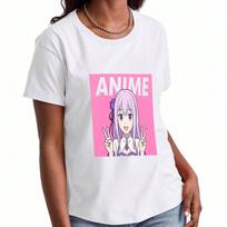 Anime Girl Striker Wounisex's Cotton T Shirt,Pure Cotton Premium Print, Durable,Casual And Fashionable,Cute Girl Holding Gun Graphics,Soft And Comfort S