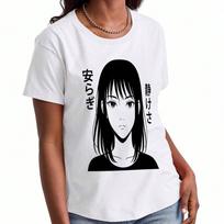 Anime Girl Striker Wounisex's Cotton T Shirt,Pure Cotton Premium Print, Durable,Casual And Fashionable,Cute Girl Holding Gun Graphics,Soft And Comfort S