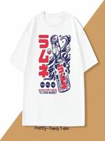 Japan Style Beer T-Shirt Anime unisex's Cotton Tshirt Summer Round Neck Short Sleeve T Shirt Unisex Loose Tees Streetwear Clothes S