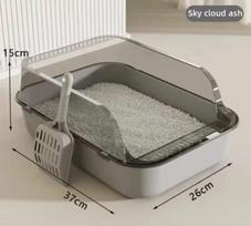 Semi-Enclosed Cat Litter Box Splashproof Kitten Toilet Tray Pet Cleaning Basin with High Sides for Indoor Use 2026 37*26*15CM