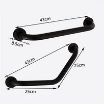 Black Stainless Steel Bathroom Safety Grab Bar 43cm Non-Rust Armrest Shower Handrail Support Toilet for Elderly Size 1