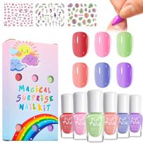 Kids' Nail Polish Set - Peel-off, Water-soluble, Quick-drying Nail Polish for Children - Makeup Set for Girls - Toy, Birthday, Christmas Gift (6