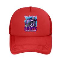 Western Purple Floral Rhinestone Cowboy Boots  Mesh Baseball Cap Hip Hop Adjustable