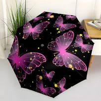 Glowing Pink Butterfly Circular Wall Sticker Decorative Art DecalUmbrella with Cute Design,Portable 3-Fold Compact Umbrella for Men&Women,Va