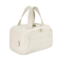 Travel Toiletry Bag Women Large Capacity Zip Around Makeup Bag Puffy Cosmetic smėlis