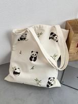 Women's Shoulder Bags Carto Panda Print Cute Kawaii Chinese Verstaile Canvas Bags Large Capacity Portable Handbags For Girl