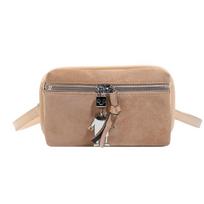 Stitching Line Zipper Shoulder Bags for Women Exquisite Commuting Faux Suede Solid Color Fashi Retro Women's Handbag