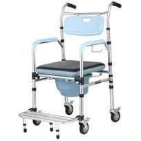 Foldable Multi-Functional Aluminum Mobility Commode Chair for Elderly and Disabled