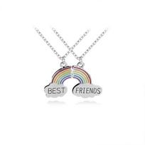 European American Rainbow Cross Necklace: Best Friends 2-Petal Patchwork Design