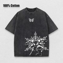 benber Manga Demon Slayer Tshirt Akaza Koyuki Graphic Washed Oversized T Shirt Short Sleeve Cotton Soft Tees Men Women  Female Male M