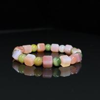 Natural Salt Source Agate Sugar Cube Bracelet with Barrel Beads