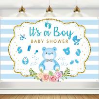 2D Gold Glitter Frame Baby Shower Photography Background 47.2x31.5inch/120*80cm
