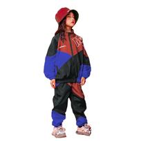 [LOLANTA] Kids' Tracksuit Set for Boys and Girls, Long-Sleeved, Dancewear, Hip Hop, Casual Wear, 2-Piece Set, Red & Blue, Size 140