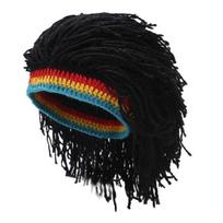Naujas atvykimas Rasta perukas kepuraitė Unisex hip-hop pinta Cosplay vakarėlis Beanie kepurė Jamaika rankų darbo kepurė Reggae dredai Africa Roots perukas juoda