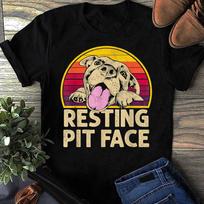 Dog Pitbull Resting Pit Face Cotton Women T Shirts Short Sleeves Tees S