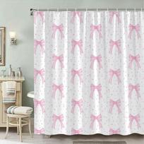 Pink Bows with Dots Shower Curtain - Romantic Whimsical Design, Polyester Fabric,12 Hooks,Fashion Theme Bathroom Decor (as the picture,90x180cm)