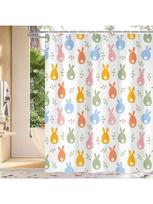 Easter Shower Curtain Happy Easter Cute Rabbit Floral Bathroom Decor Set, Colorful Rainbow Easter Bunny Cloth Fabric Bathroom (as the picture,90x180cm)