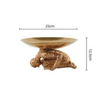 Resin Handicraft Desktop Storage Tray Fruit Dish Compote Golden Art Figure Kowtow Decorative Figurines Home Decoration