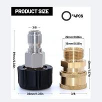 Pressure Washer Adapter Set, 3/8  Quick Connect Kit for Spray Gun Connection, M22 14mm Male to Female Thread Adapter, 5000 PSI