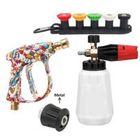 Stylish graffiti pressure washer gun kit, foam pot, 5 nozzles, nozzle base and metal Karcher adapter for daily auto cleaning