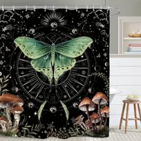 Funny Skeleton Skull Bathroom Shower Curtain Black White Hilarious Man Cool Polyester Fabric 12 Plastic Hooks Waterproof Decor (as the picture,90x180cm)