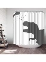 Animal Dinosaur Fabric Shower Curtain Dinosaur Silhouette Waterproof Polyester Fabric Bathroom Set with Hooks Animal Home Deco (as the picture,90x180cm)