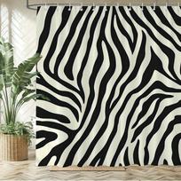 Zebra Print Shower Curtain Waterproof Fabric Bathroom Curta Black White Striped Bath Screen Divider Home Decor With Hooks (as the picture,90x180cm35x71in)