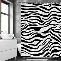 Leopard Shower Curta Black White Zebra Skin Printing Rural Farm Decorative Pattern Fabric Bath Curtain Bathroom Screen Hooks (as the picture,35x70in-90x180cm)