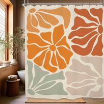 Abstract Floral Print Shower Curtain 180x200cm - Soft Polyester Waterproof Bathroom Curtain for Contemporary Home Decor (as the picture,90x180cm35x71in)