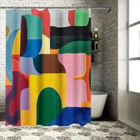 Abstract Geometric Shower Curtain, Waterproof & Mildew-Resistant Bath Curtain with Vibrant Colors for Modern Art Home Decor (as the picture,120X180cm)