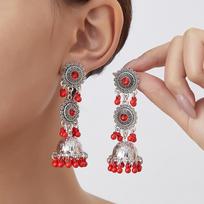Cross India Bohemian Round Disc Tassel Earrings for Women