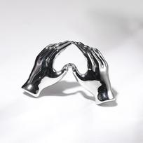 Bo Xin Yun Retro Enamel Heart & Palm Hand Rhinestone Brooch Pin