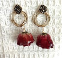 Fairy Temperament Dried Rose Flower Earrings with Cubic Zirconia - Forest Style, Cold and Indifferent Design. 4# spalva