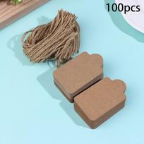 100Pcs Kraft Paper Hang Tags with Strings, Handmade Gift Tags for Garment Labels Candy Cookie Display Packing Cards 30pcs