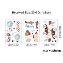 Cartoon Airplane Hot Air Balloon Car Wall Sticker Self-Adhesive Kids Room Kindergarten Decor (as the picture,30x20CM 3pcs)
