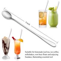 Long Handle Stainless Steel Iced Tea Spoons Set of 4 Durable Reusable Mixing Spoons for Kitchen Bar Restaurant Home Use One Size