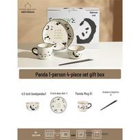 Panda Cartoon Ceramic 4-Piece Dinnerware Set