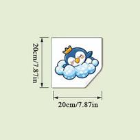Cute Penguin Toilet Glow-in-the-Dark Sticker Blue Wall Decals Self-Adhesive Removable Bathroom Home Decor