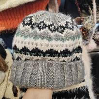 Women's Fair Isle Knitted Wool Hat: Warm, Versatile, Casual Ear Protection for Cold Weather One Size pilka