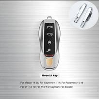 Metal Material Case For Porsche Cayenne Panamera Macan Cayman 718 911 Taycan Gloss Chrome Key Shell Car Key Case