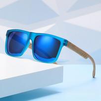 Bamboo Wood Handle Square Frame Sunglasses UV400 Protection Classic Vintage Sunglasses Shade Vintage Style Fishing Sunglasses