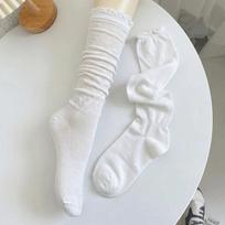 1 Pair Sweet Solid Color Thigh High Stockings Loose Breathable Ballet Hosiery Bubble Toe Design Thin JK Socks for Women One Size balta