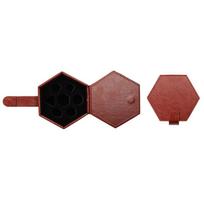 New PU Leather Dice Storage Bag Hexagon Protective Run Group Dice Box Can Hold 7 Dice DND Dice Tray tamsiai ruda spalva