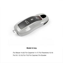 For Porsche Panamera Cayenne Macan 718 971 Boxster 982 911 Taycan Original Car Paint And Same Color Matte Grey Key Case Shell