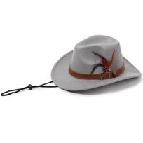 with Belt Buckle Jazz Hat Wide Brim Cowboy Hat Vintage Woolen Hats  Men Women pilka