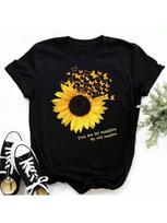 Unisex Marškinėliai Laisvalaikio Kawaii Saulėgrąžos Drugelio Rašto Spaudiniai T-Shirt Patogūs Laisvalaikio Unisex Drabužiai Juodas Viršus S įvairiaspalvis