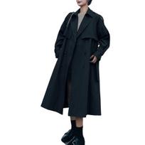 Women Windbreaker Double Breasted Loose Turn-Down Collar Spring Autumn Vintage Temperament Commuting Trench Coat S juoda