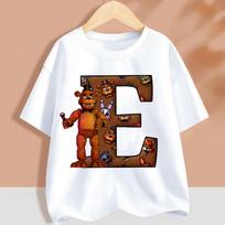 Fnafs Children T-shirt Five Nights At Freddys Letter Tee Top Round Collar Clothing Kawaii Summer Short Sleeve Kids Clothes Gift 110