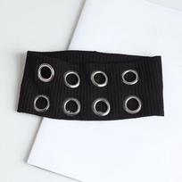Punk Girl Fabric Hollow Elastic Headbands Metal Rock Personalized Hollow Eyelets Hair Band Casual Sports Grommet Headband